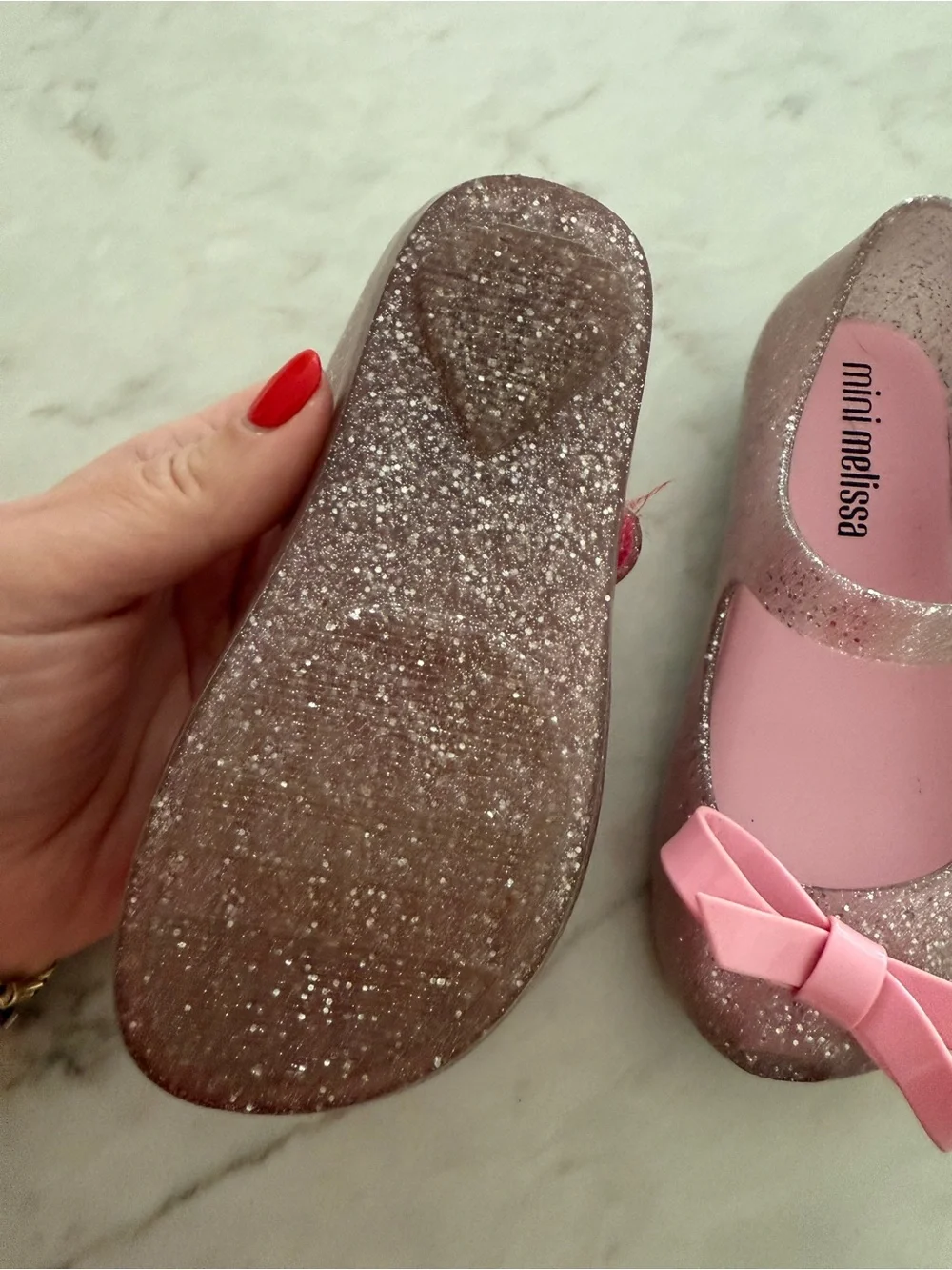 Mini Melissa Pink Glitter Mary Jane with Bow